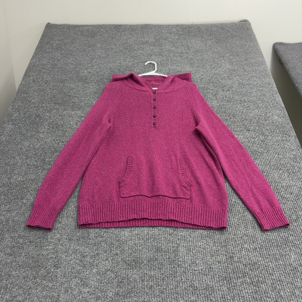 Patagonia Sweater Hoodie Womens L Pink Recycled Wool Blend Henley Mock Neck Gorp